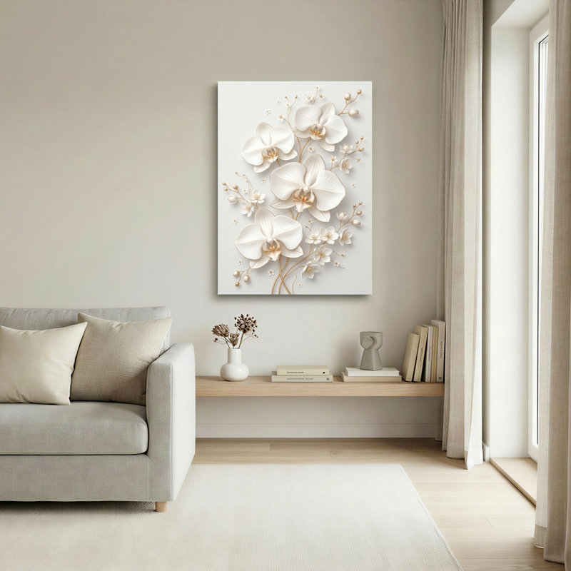 Ensemble de 1 tableau sur toile Orchidée Blanche, 24"H x 18"W, Wrapped Canvas
