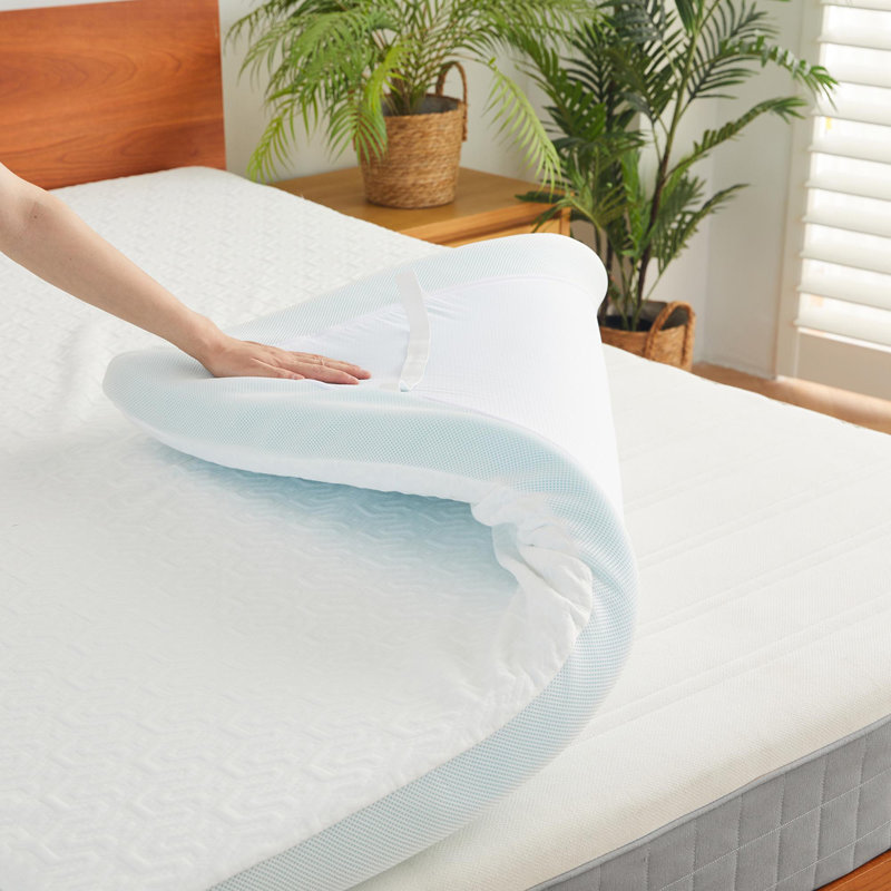 Surmatelas en coton Memory, Grand lit, 2", Blanc