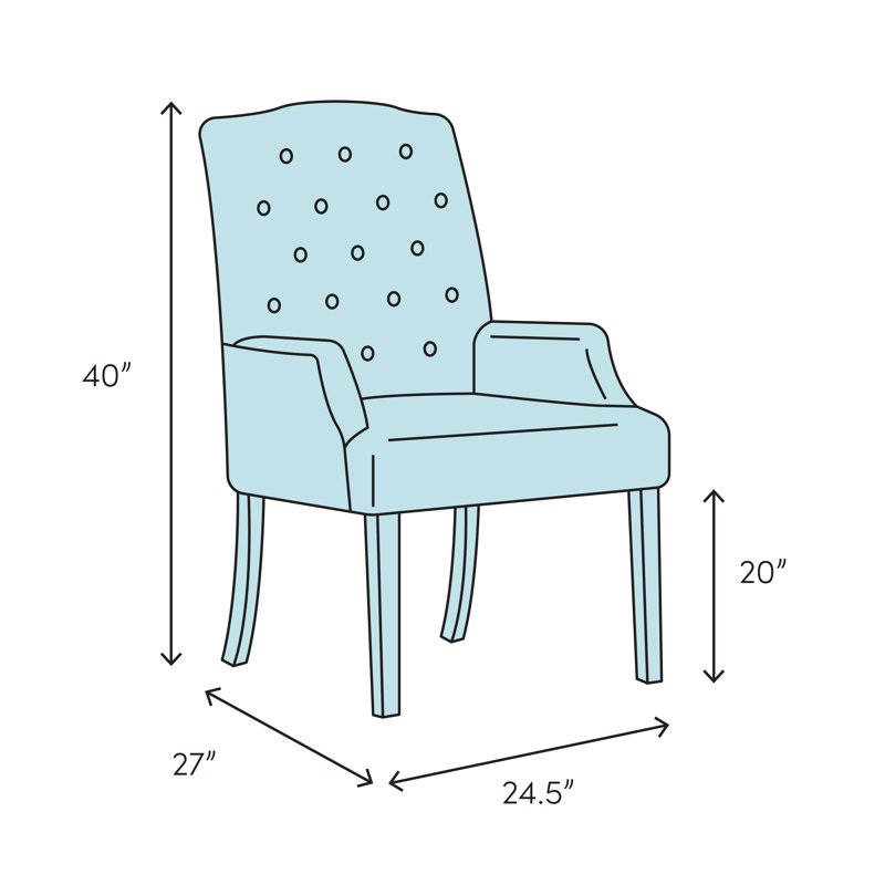 Bayfield Upholstered King Louis Back Arm Chair, Indigo (8789 90), Charcoal