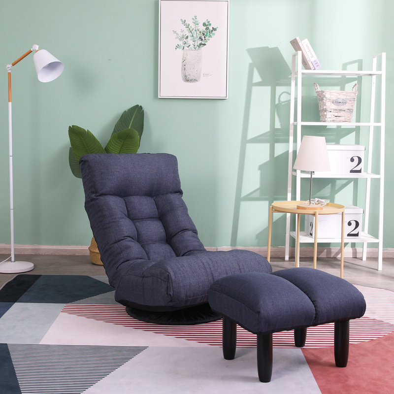Canapé-lit sans accoudoirs en coton 22,83 po, Blue 100% Cotton
