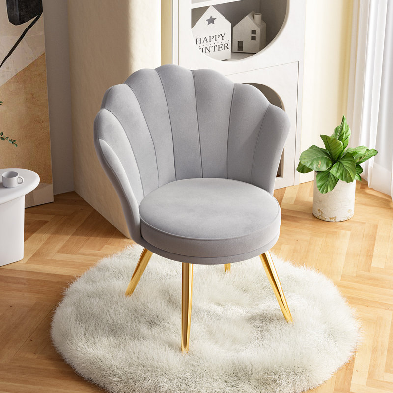Back Velvet Accent Chair with Gold Legs, 18.5" Wide Upholstered Armchair with Padded Seat & Back – Modern Comfy Vanity Chair for Bedroom, Living Room, Makeup Room, Small Spaces