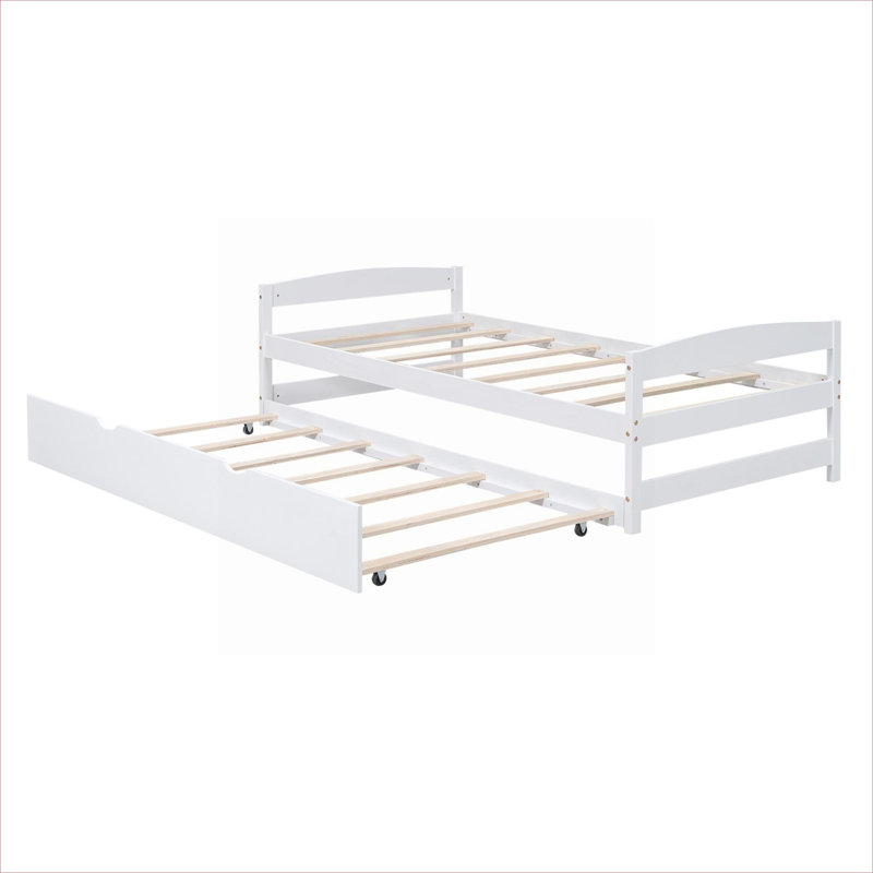 Petit lit plateforme avec lit gigogne escamotable, lit simple, petite chambre d'amis