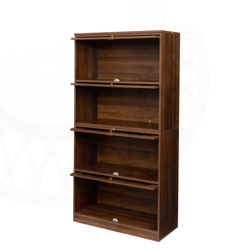 Bibliothèque contemporaine à porte fermée en verre avec tablettes anti-poussière pour le rangement au bureau et à la maison