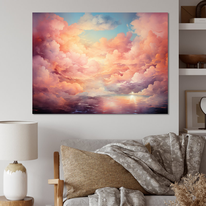 «Peach Sky Astral Symphony I» sur toile, H 24 po x l 32 po x P 1 po, Toile tendue