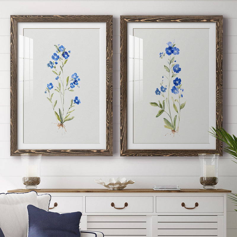Impression encadrée petite bleue I-Premium - prête à être accrochée, Noyer, H 31,5 po x l 88 po x P 1,5 po