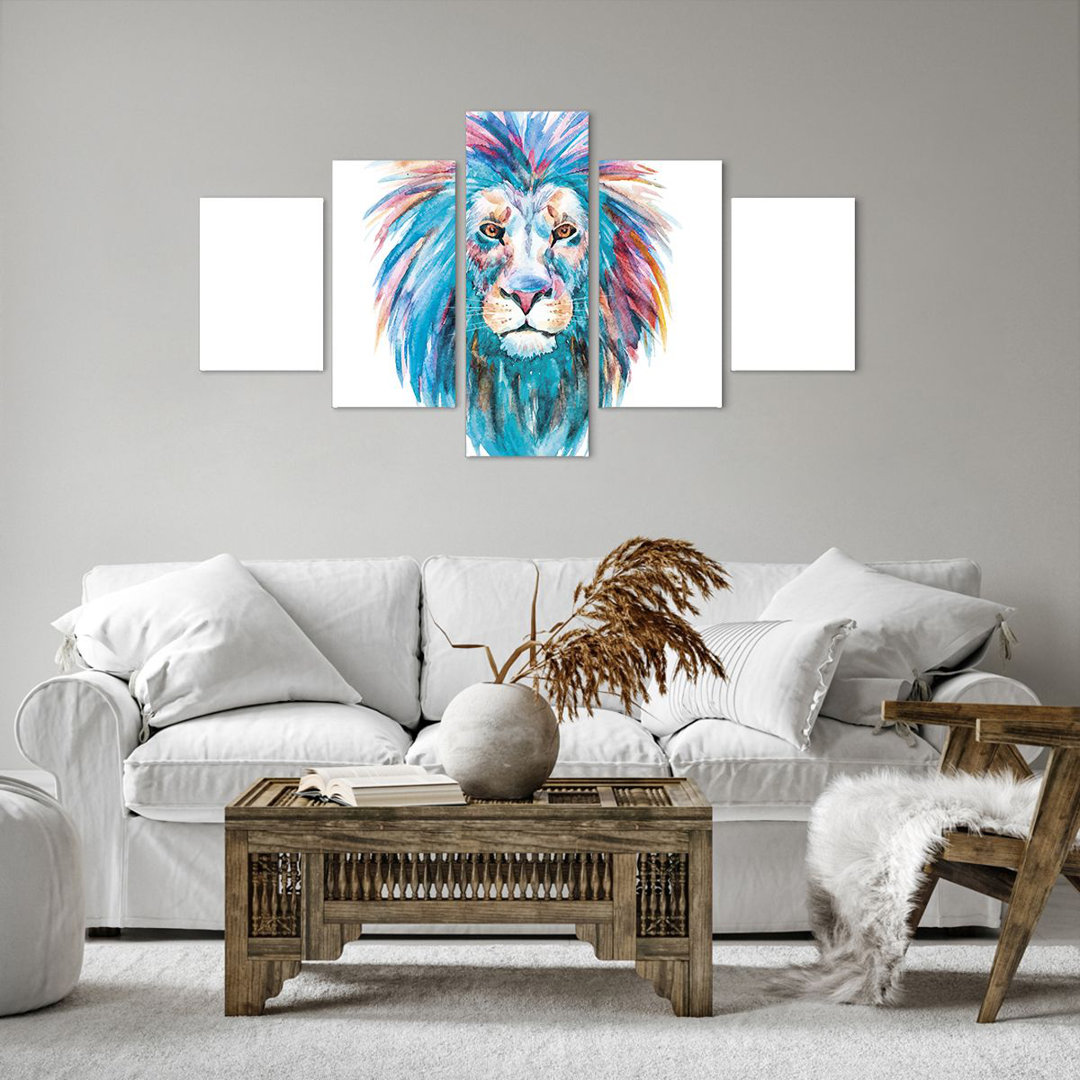 5-tlg. Leinwandbilder-Set Colorful Lion Mane