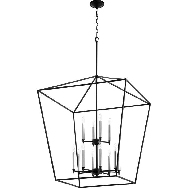 Arletta 12 - Light Dimmable Lantern Geometric Chandelier, Noir