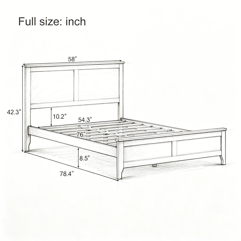 Full Platform Bed with Sturdy Wooden Slats Support