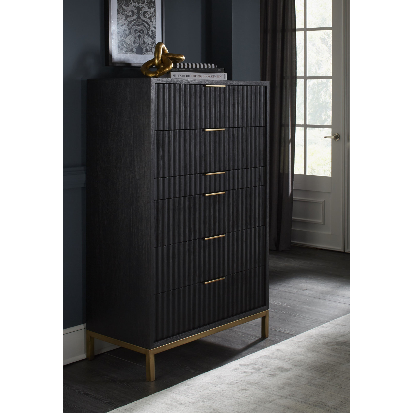 Elyza 6 Drawer 36'' W Chest, Black