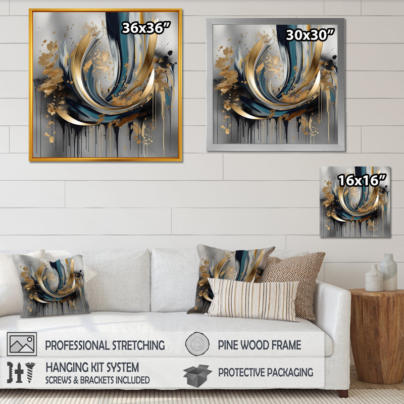 Abstract Shapes And Infinity Lines  IV - Abstract Shapes Wall Art, Wrapped Canvas, 16" H x 16" W