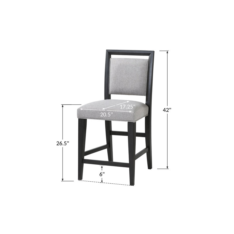 Upholstered Counter Stool with Solid Wood Frame