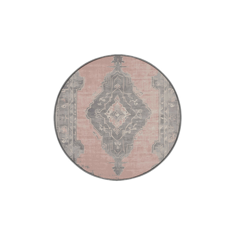 Tapis gris lavable à la machine, Rond 5 pi