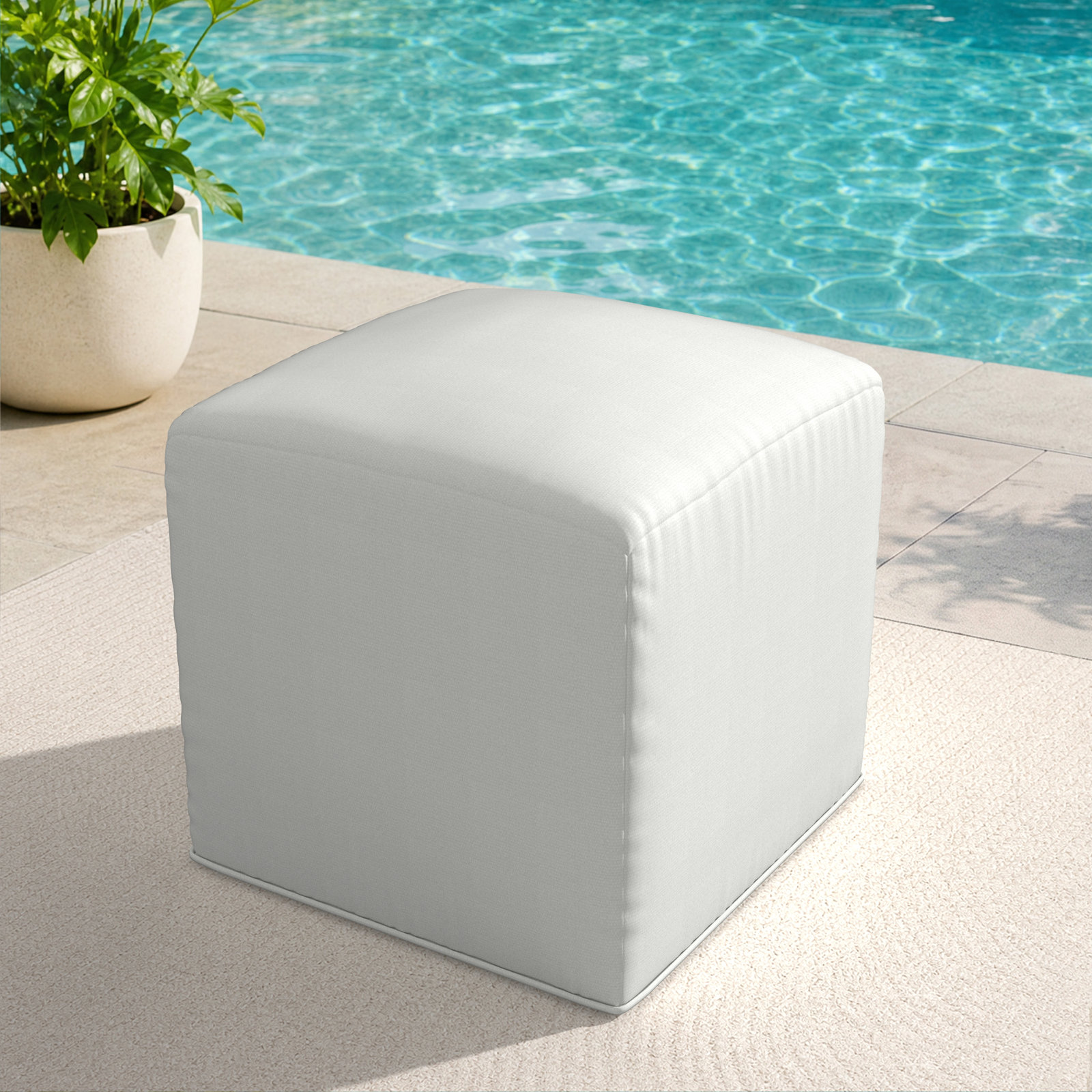 Praia Sunbrella® Patio Ottoman, Canvas White Sunbrella® Canvas