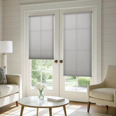  Store alvéolaire sans cordon pour portes françaises, stores sans perçage pour l'intimité, abat-jour occultant en nid d'abeille pour portes coulissantes pour patio, 1 paquet, l 18 po x H 24 po, blanc