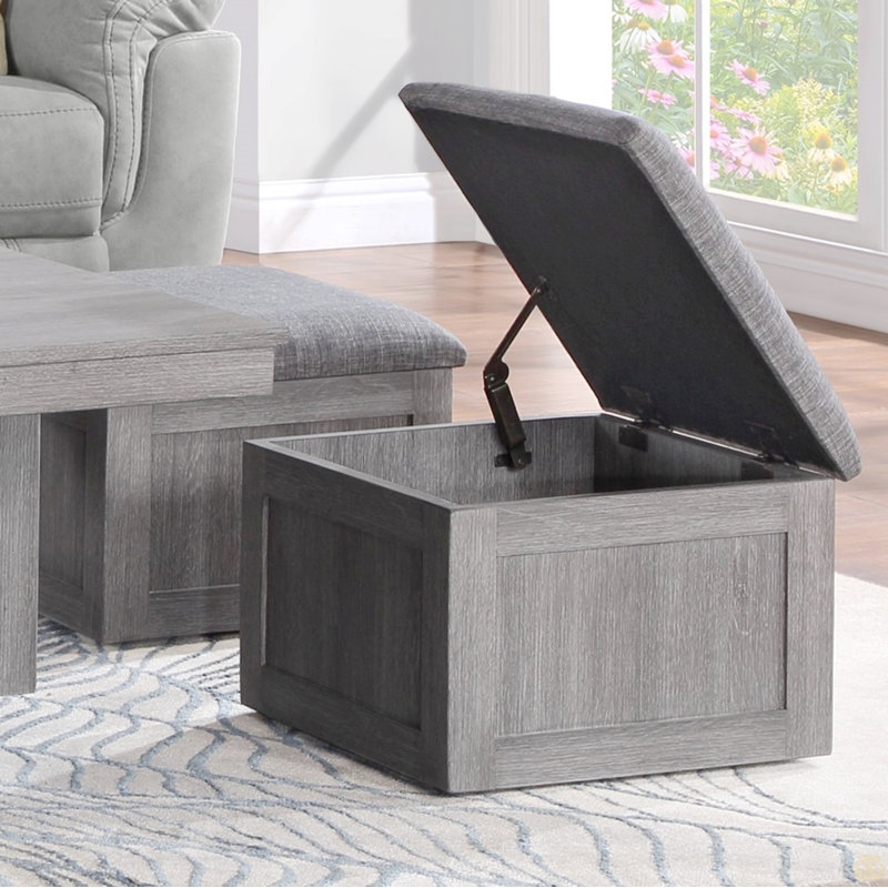 Table basse 38 "avec tabourets de rangement, Gris clair