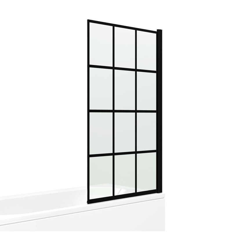 iBathUK Black Designer Crittall Bath Screen Shower Enclosure 1000 x 1400mm