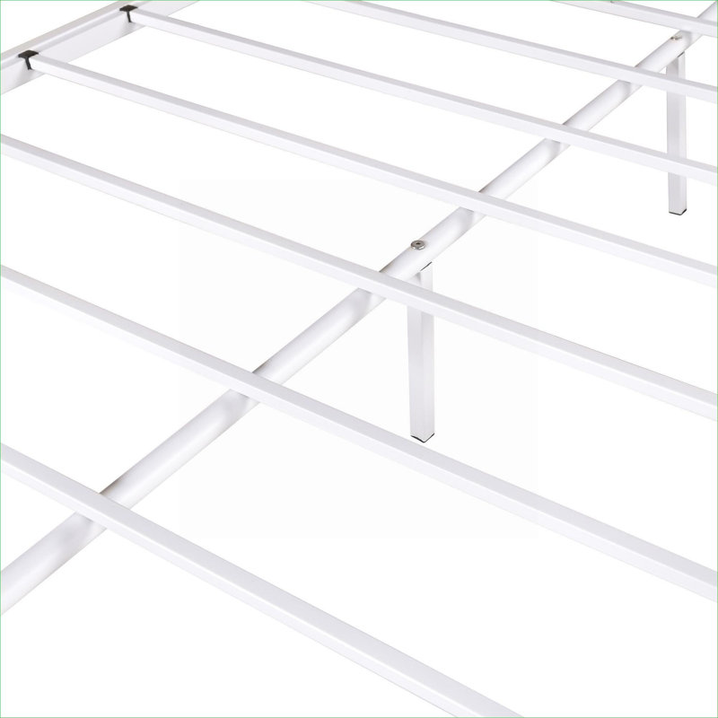 Lit plateforme superposé en métal blanc extra robuste avec garde-corps amélioré pour chambre d'enfant double