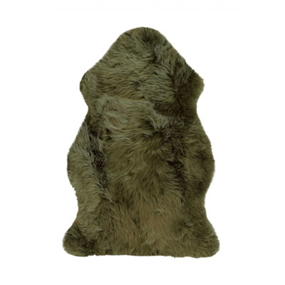 Haghni Handmade Sheepskin Khaki Area Rug