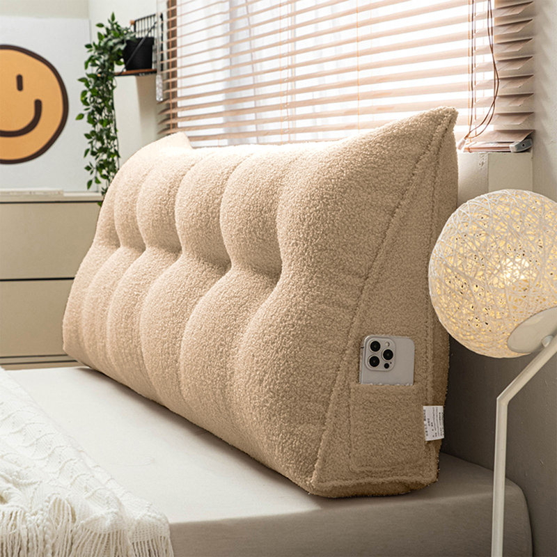 Coussin de tête de lit triangulaire, H 19,7 po x l 78 po, Kaki