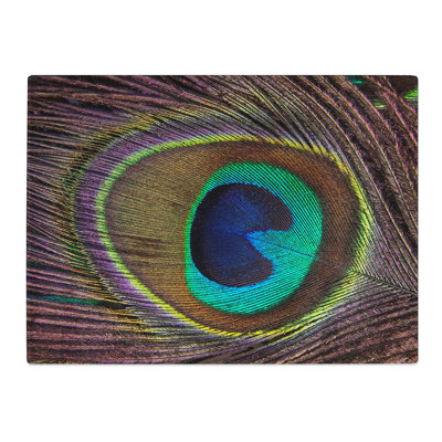 Peacock Feather  Glass Chopping Board
