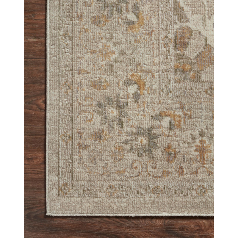 Ivory and Natural Rectangular Stain-Resistant Area Rug