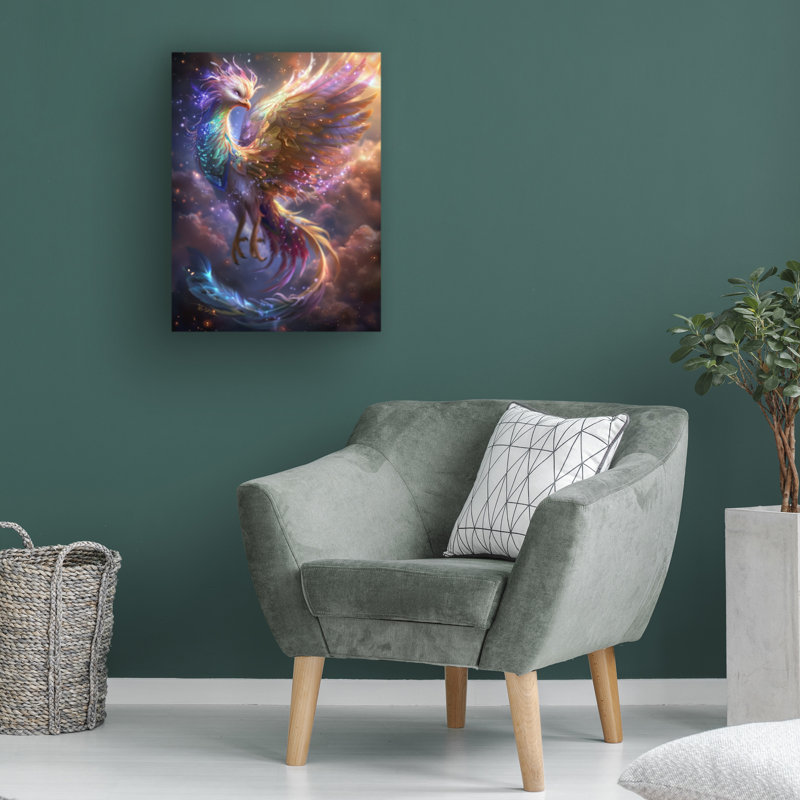 Œuvre sur toile arc-en-ciel, Momus fantastique de Phoenix, H 14 po x l 19 po