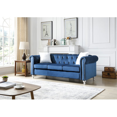 Raisa 83in Sofa, Navy Blue