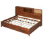 Lit de jour pleine grandeur en bois de couleur noyer avec 3 tiroirs de rangement, tablette et prises de recharge pour une tête de lit accueillante-1267603798