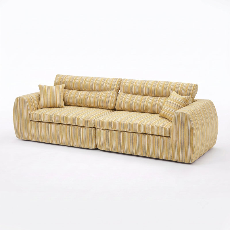 Canapé moderne rembourré avec coussins décoratifs pour salon, petit espace, sans compression, Jaune et noir