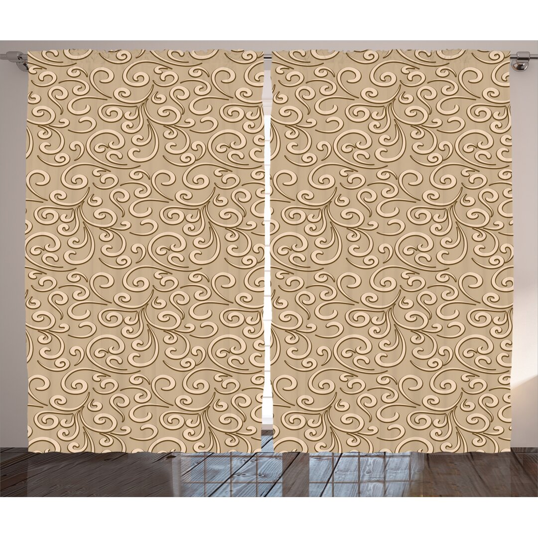 Rustikaler Vorhang, Damast-Blumen Victorian, Beige, Beige