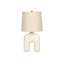Lighting, H 25 po, lampe de table, résine crème, abat-jour beige, moderne