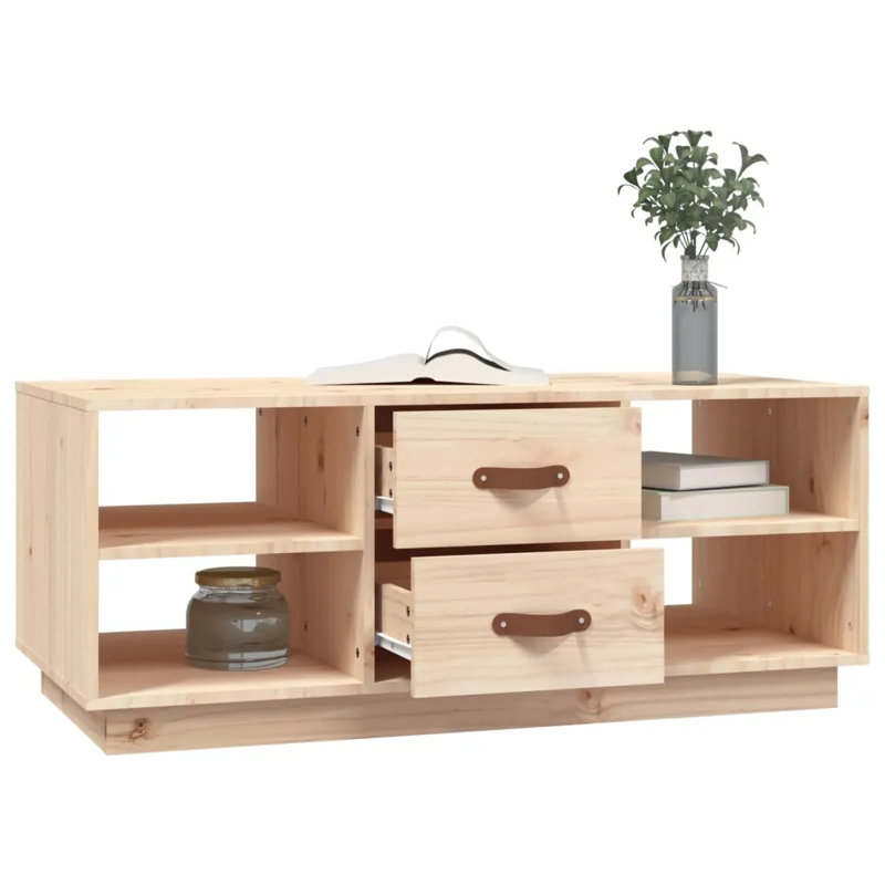 Schindler Solid Wood Solid Coffee Table with Storage, Brown