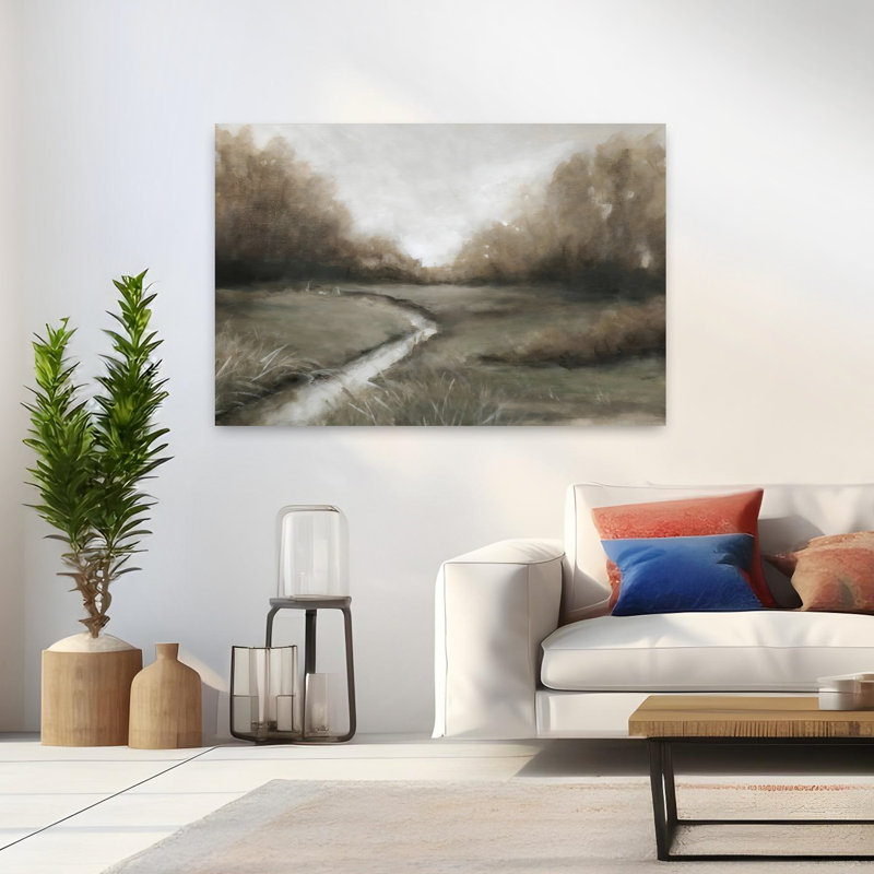 Art mural contemporain abstrait à motif ruisseau au lever du soleil