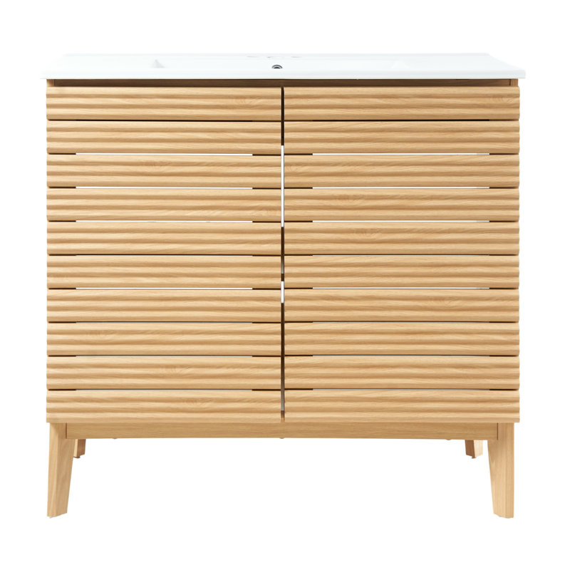 Ensemble de meuble-lavabo simple 36 po Calandre, Naturel