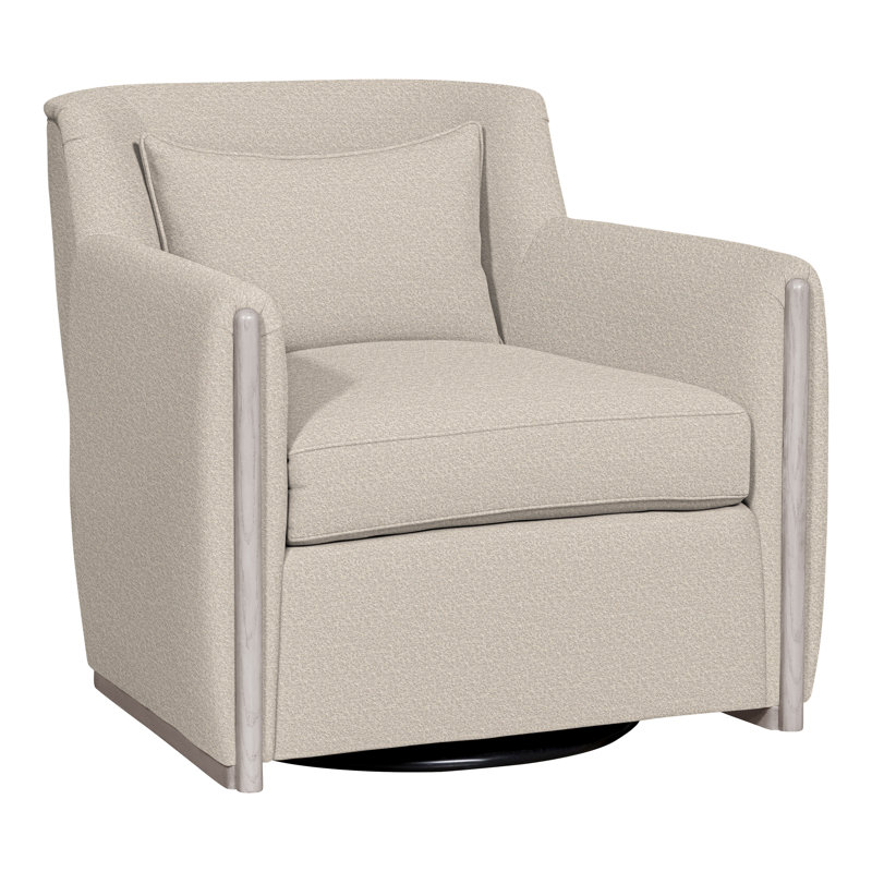 Thom Filicia Home Upholstered Swivel Armchair, Dove Gray, Nadia Steam 100% Polyester