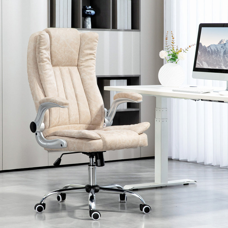 Fauteuil de direction HOMcom, Blanc, crème