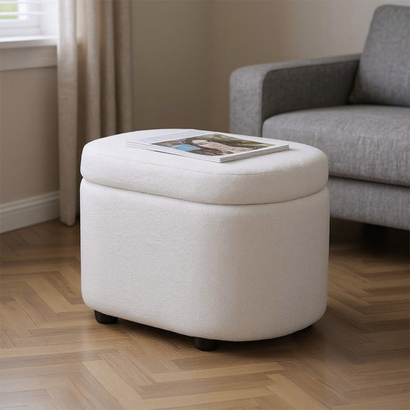 60 Wide Ottoman, Teddy, White