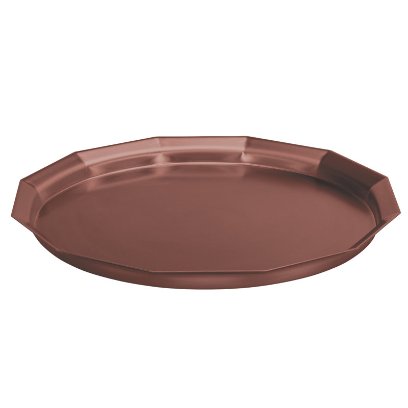 Rose Gold Faceted Stainless Steel Serving Tray with Removable Insert