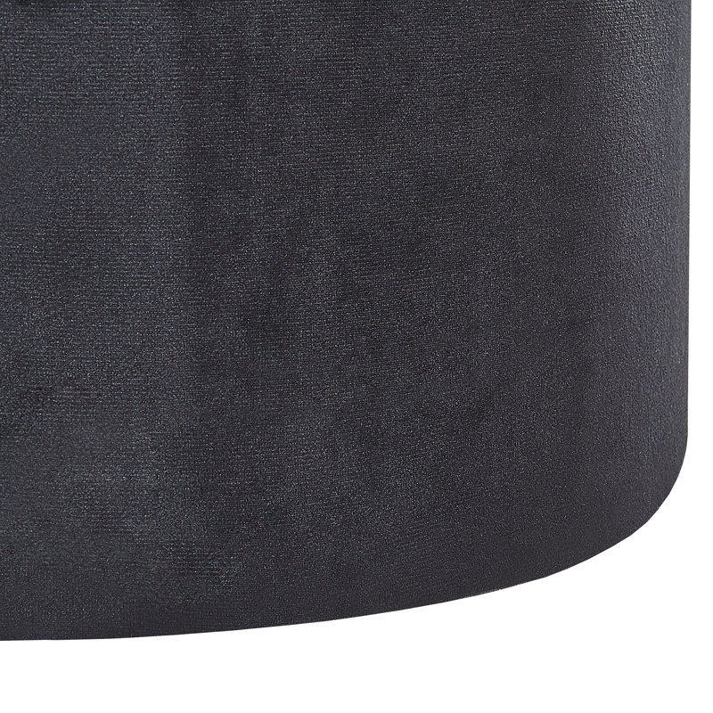 Crooke 35cm Wide Velvet Round Solid Colour Ottoman with Storage, Black