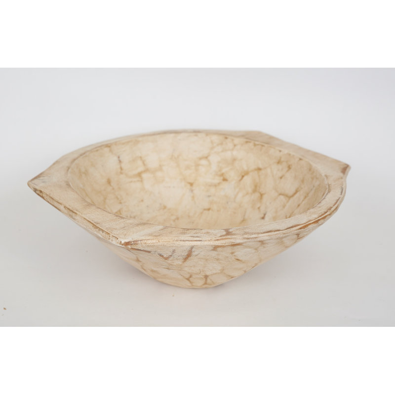 Bol décoratif en bois fait à la main Adalen, Blanc antique