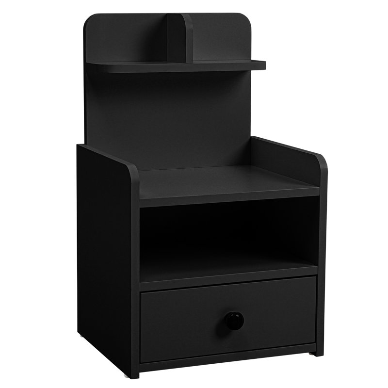 Boaz 36.5cm W Manufactured Wood Bedside Table, Black