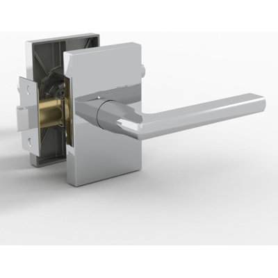 Mega Handles GLAMOR Passage Door Lever with Rectangular Rosette, Reversible Interior Lock for Bedrooms, Bathrooms & Hallways, 4 Modern Finishes