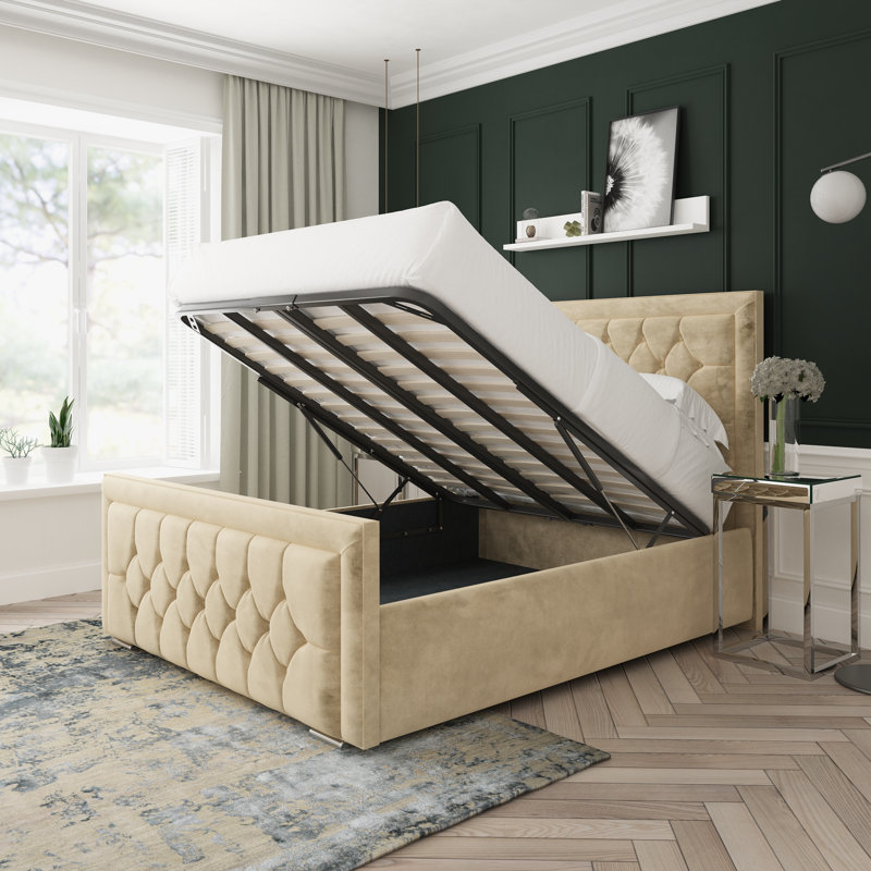 Maple Conistan Upholstered Ottoman Bed Frame, Cream, Super King (6')