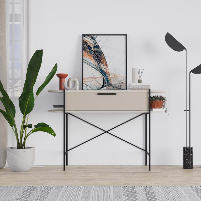 Otis 130cm 1 Drawer 2 Shelf Console Table, Grey
