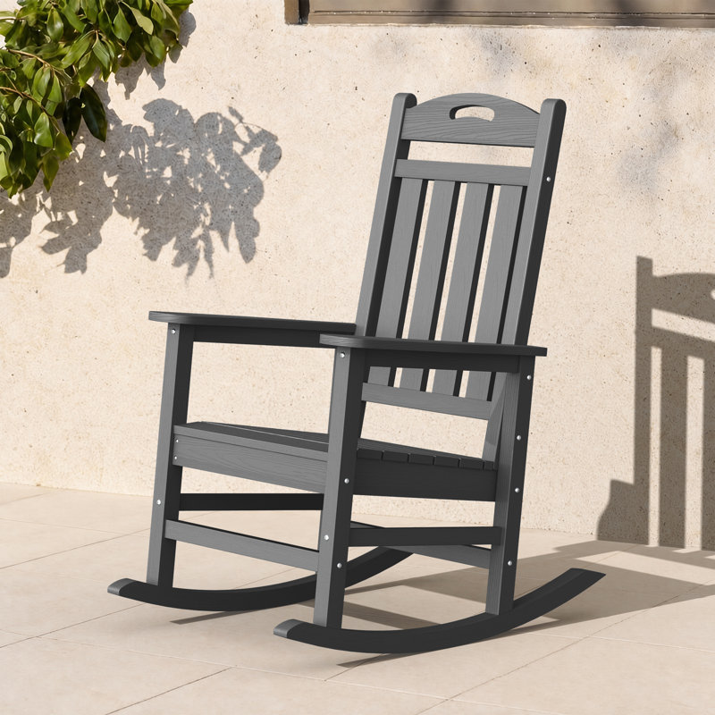 Chaise berçante surdimensionnée d'extérieur en PEHD, Gris foncé