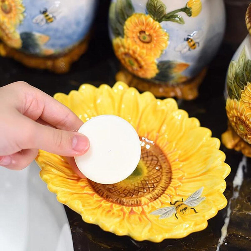 Ceramic Sunflower Bathroom Accessories Set