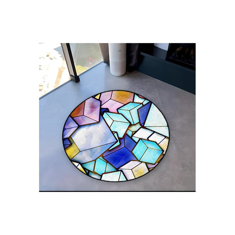 Tapis rond rond lavable à la machine, Sous-tapis rond 3 pi 3 po inclus