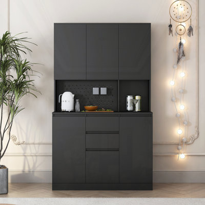 74" Kitchen Pantry Cabinet With Charging Station by Latitude Run