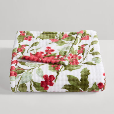 Plaid Lenox Bubble Plush 50x70, motif Poinsettia Greenery