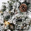 Couronne de Noël artificielle pré-éclairée 17,7 pouces avec pointes enneigées, fausses pommes de pin et lumières blanches chaudes